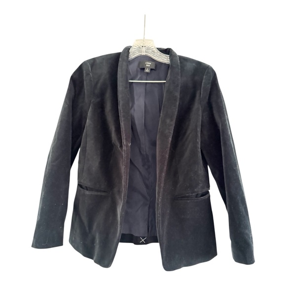 J. CREW 365 Women’s Black Velvet Cotton One Closure Satin Lined Blazer (SIZE 2) - Picture 2 of 10